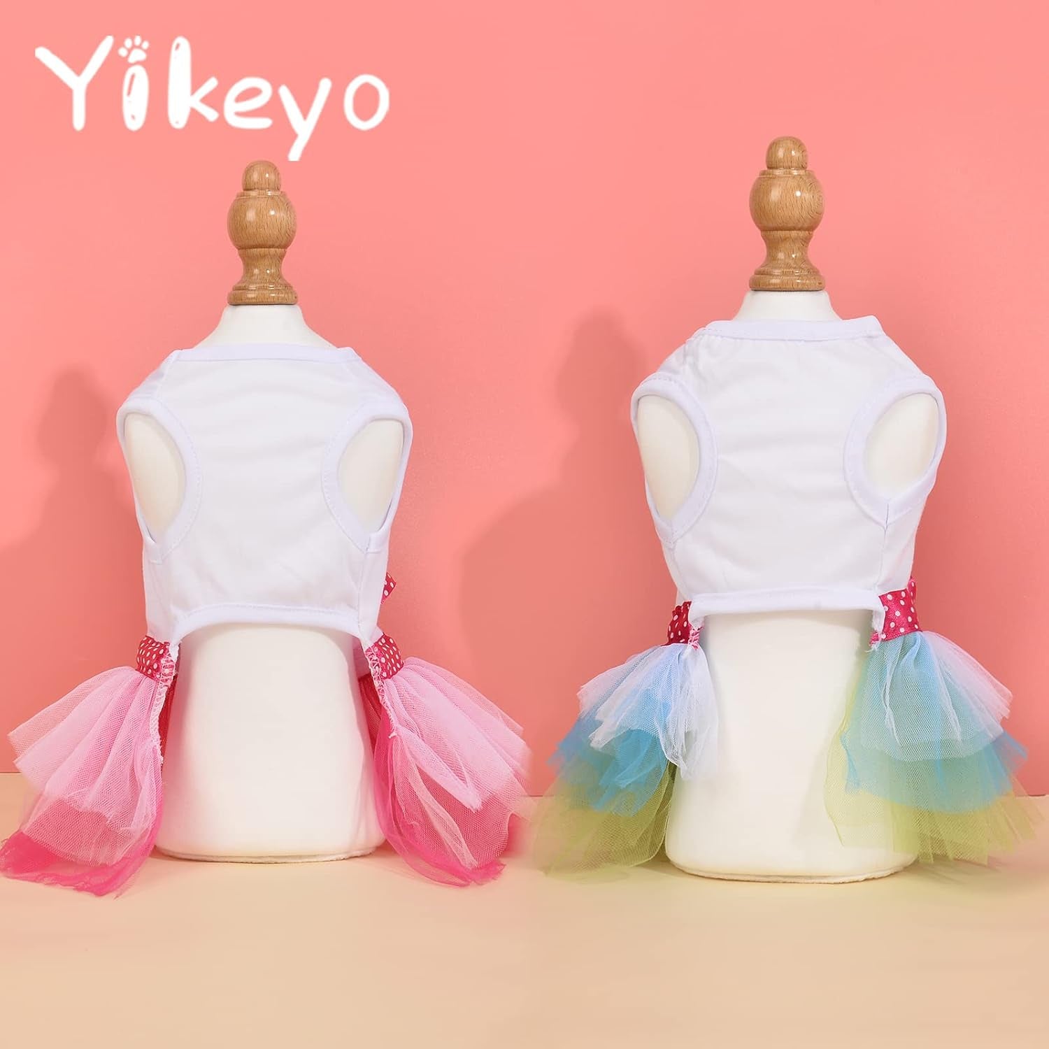 Dog Dress for Small Dog Girl Yorkie Chihuahua Clothes Pet Puppy Lace Tutu Vest Skirt Dog Princess Costume Clothing,Set of 2 (Green + Pink, X-Small)