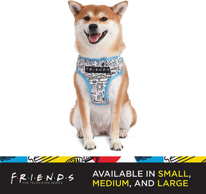 City Doodle Dog Harness for Small Dogs, Small (S) | Blue Small Dog Harness, No Pull Dog Harness with D-Ring | Machine Washable Friends Merch for Dogs from Friends TV Show